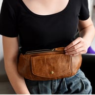 Retro Casual Vegetable Tanned Full-grain Leather Cowhide Chest Bag | Home & Kitchen — view 12