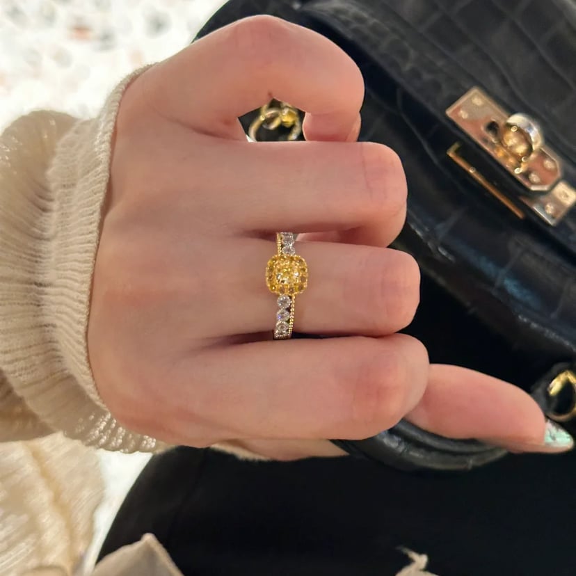 Yellow Diamond Sugar Cube Ring | Luxury Gemstone Statement Jewelry