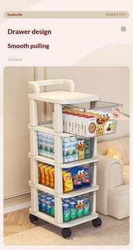 Small Cart Storage Rack for Home & Kitchen | 4-5 Layer Movable Drawer Cabinet — view 19