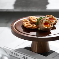 Hand-finished hardwood base with smooth glass dome knob handle