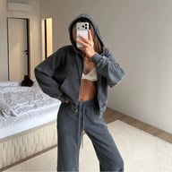Womens Washed Hoodie Two-piece Set — view 5