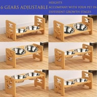 Bamboo Elevated Pet Feeder with Adjustable Height | Dog & Cat Bowl Rack — view 6