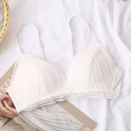 Adjustable comfort bra with soft microfiber and lace overlay