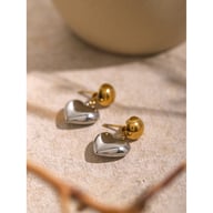 Stainless Steel Heart Stud Earrings for Women | Modern Minimalist Design — view 4
