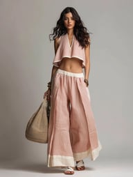 Casual Chic Sleeveless V-Neck Crop Top & Wide-Leg Pants Set — view 12