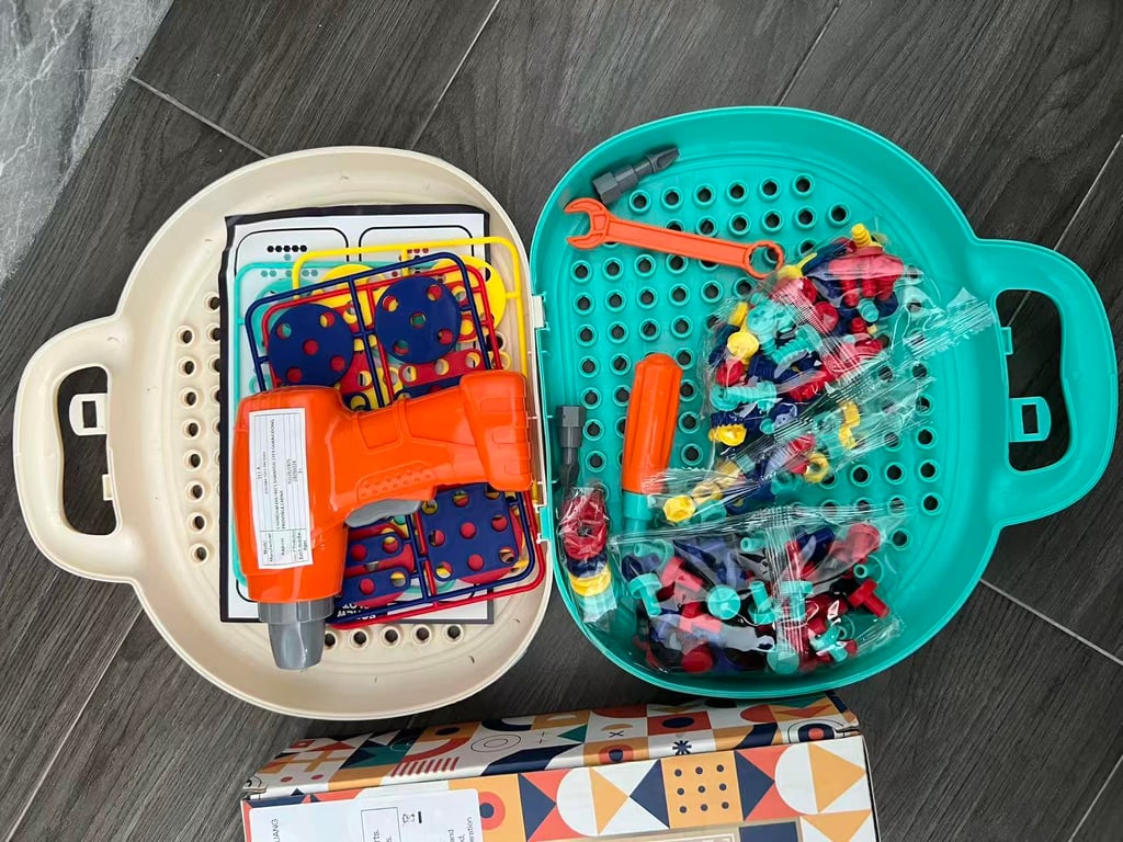 Portable tool set in EVA foam case ready for apartment living