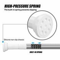 Close-up of the shower rod's spring and silicone chassis