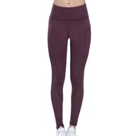Burgundy tummy control leggings with functional pockets and breathable leg design
