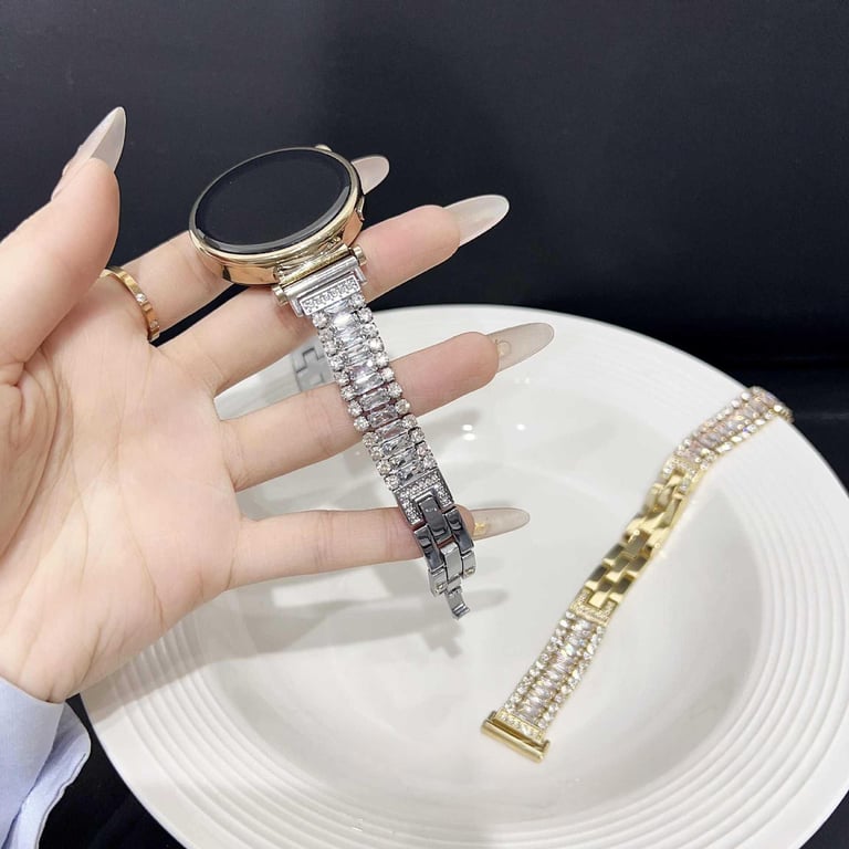 Detailed close-up zircon metal band craftsmanship durability