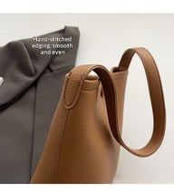 Large-Capacity Pebbled Leather Tote Bucket Bag for Women | Spring — view 14