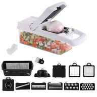 26 In 1 Vegetable Chopper With Container And Lid Manual Hand Veggie Chopper Food Processor For Onion Garlic Multifunctional Kitchen Dicer Chopper With Egg White Separator Hand Guard Black And White — view 3