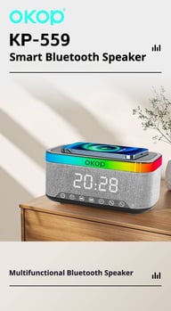 Bedside Alarm Clock with RGB Ambient Light | 15W Wireless Charging & Bluetooth Speaker — view 5