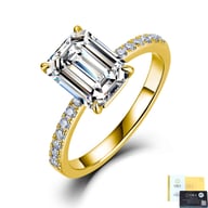 S925 Sterling Silver Four-Claw Moissanite Ring | Emerald-Cut Wedding Band — view 3