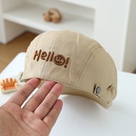 Children's Embroidered Smiling Face Beret | Adjustable Soft-Top Cap — view 4