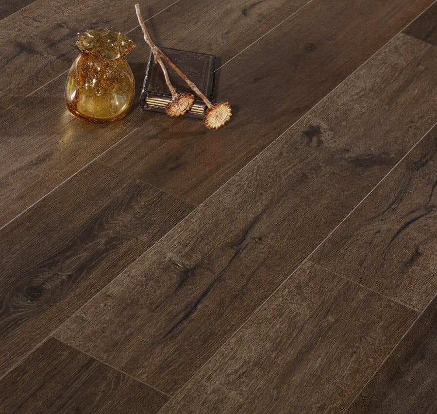 12mm 1.897sqm Brown Oak Standard Laminate Flooring 150 - Standard Laminate 12mm