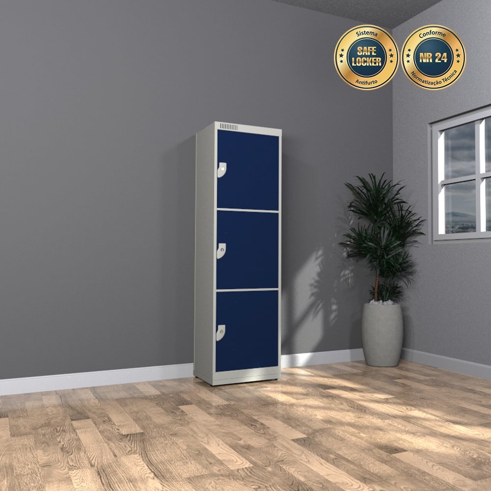 Armário de 3 Portas com Compartimentos Largos