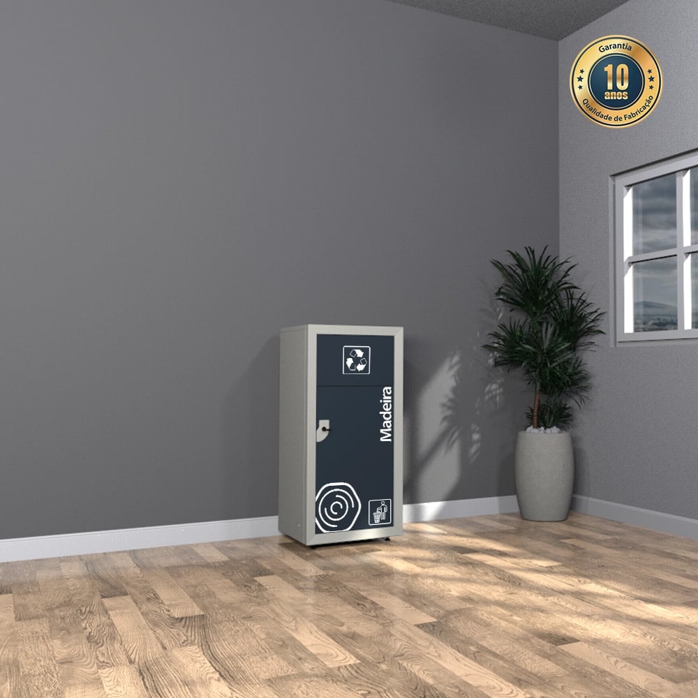 lixeira coleta seletiva madeira