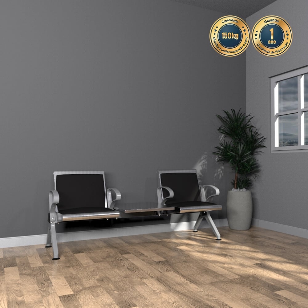 longarina estofada com mesa 2 lugares