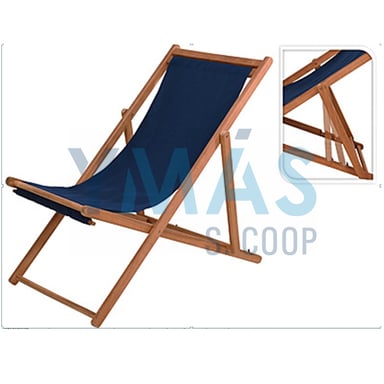 TUMBONA MADERA PLEGABLE AZUL 60X106X80CM