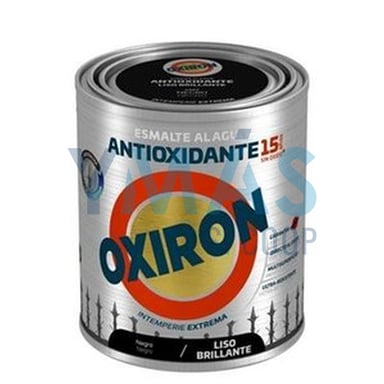 ESMALTE AL AGUA BRILLO NEGRO 750ML OXIRON LISO