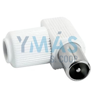 CONECTOR TV 9,5MM MACHO ACODADO BLANCO