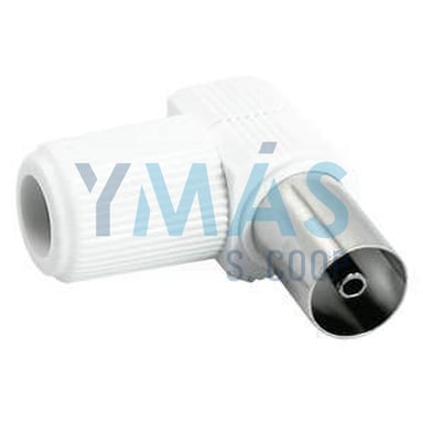 CONECTOR TV 9,5MM HEMBRA ACODADO BLANCO