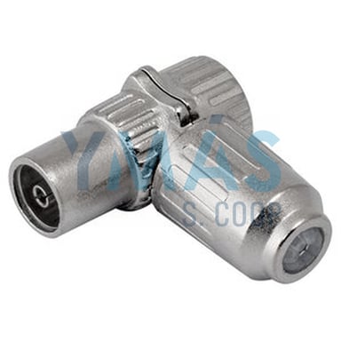 CONECTOR TV 9,5MM HEMBRA ACODADO METAL.BOLSA 25UND