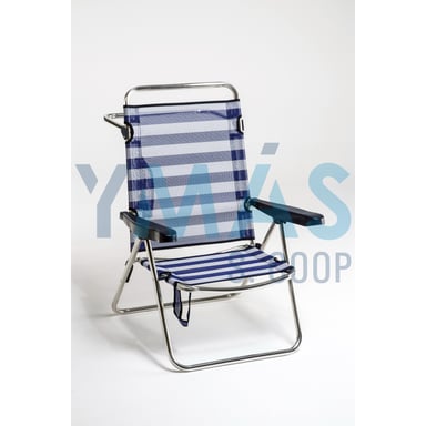 SILLA CAMA PLAYA ALTA ALUMINIO RAYAS FIBRELINE