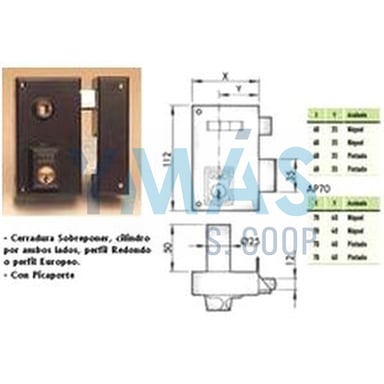CERRADURA 56-BHPR-60 DCHA.PINTADA