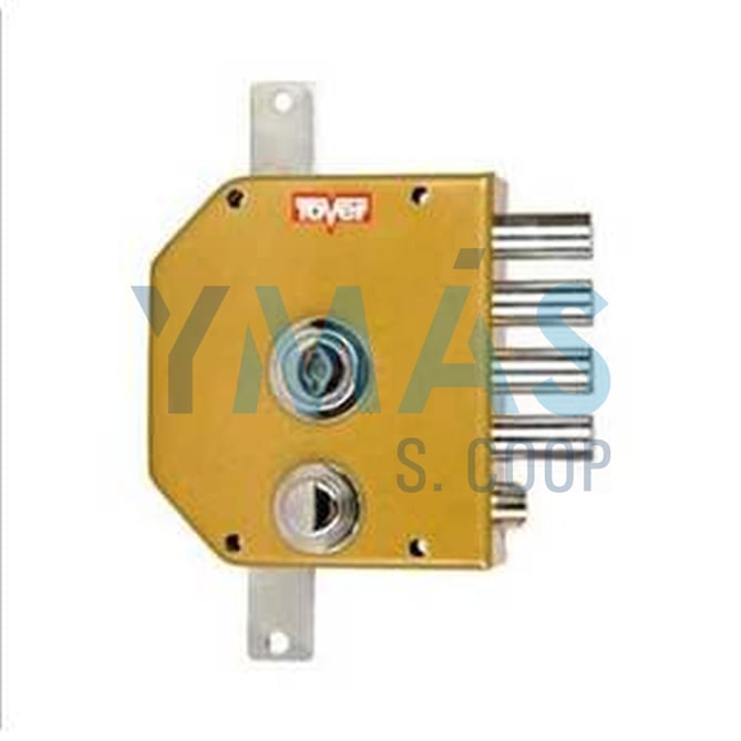 CERRADURA 60MM 3P C/BARRAS PINTADA ORO IZQUIERDA