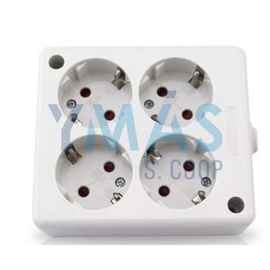 BASE MULTIPLE TTL 4 TOMAS CUADRADA S/CABLE