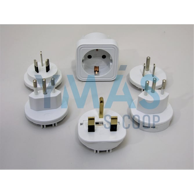 KIT 5 ADAPTADORES VIAJE (AUSTRA-SUIZA-UK-USA-ITAL