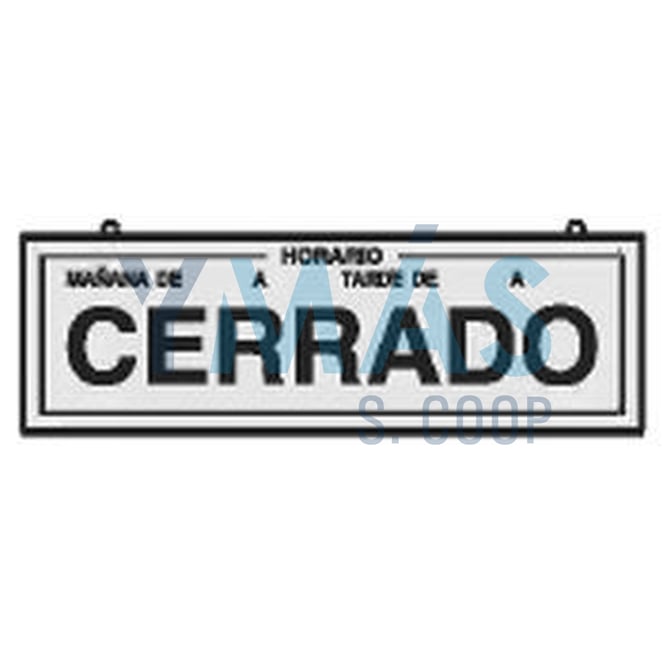 CARTEL CERRADO/ABIERTO PLATEADO 230X70MM