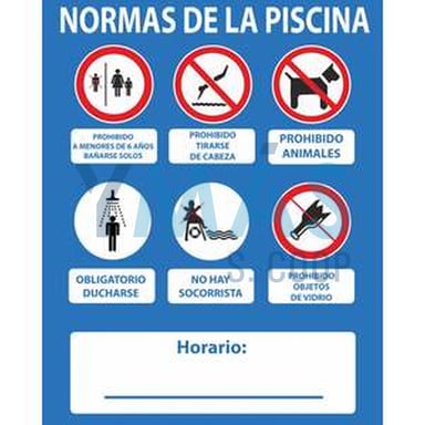 CARTEL PVC  NORMAS PISCINA  50X40CM