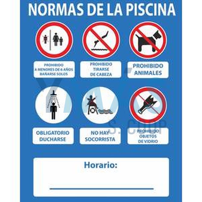 CARTEL PVC NORMAS PISCINA 50X40CM