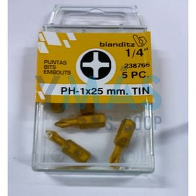 PUNTA ATORNILLAR PH 1X25 1/4 5UDS TIN