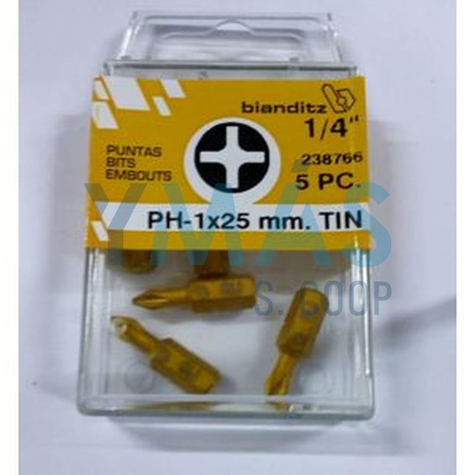 PUNTA ATORNILLAR PH 1X25 1/4" 5UDS TIN