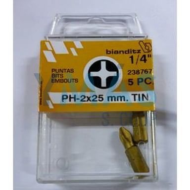PUNTA ATORNILLAR PH 2X25 1/4  5UDS TIN