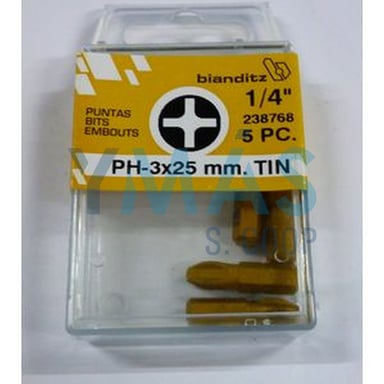PUNTA ATORNILLAR PH 3X25 1/4  5UDS TIN