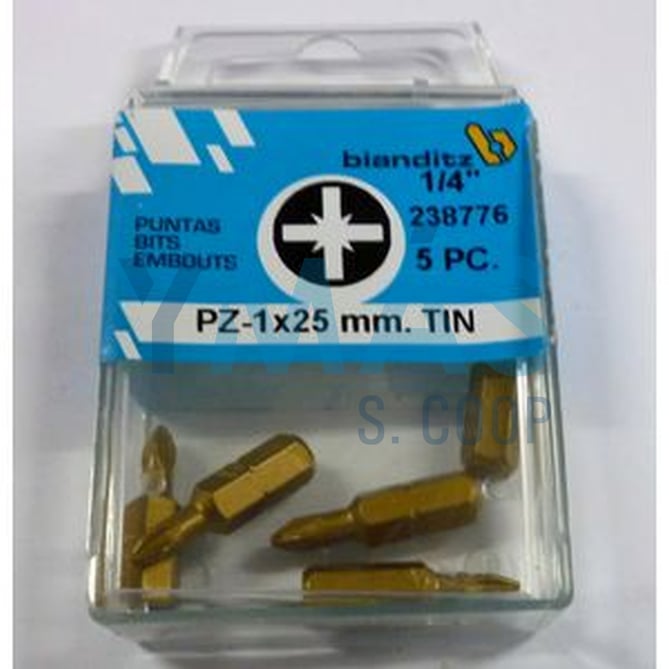 PUNTA ATORNILLAR PZ 1X25 1/4" 5UDS TIN