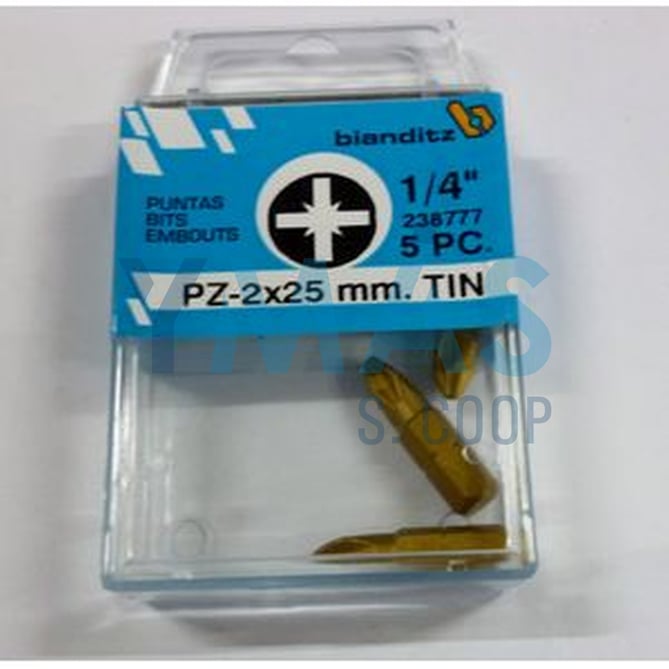 PUNTA ATORNILLAR PZ 2X25 1/4" 5UDS TIN