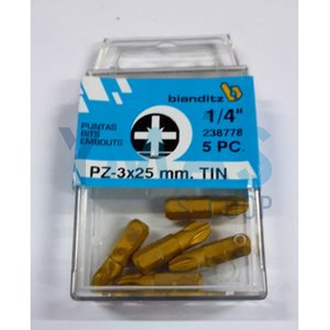 PUNTA ATORNILLAR PZ 3X25 1/4" 5UDS TIN