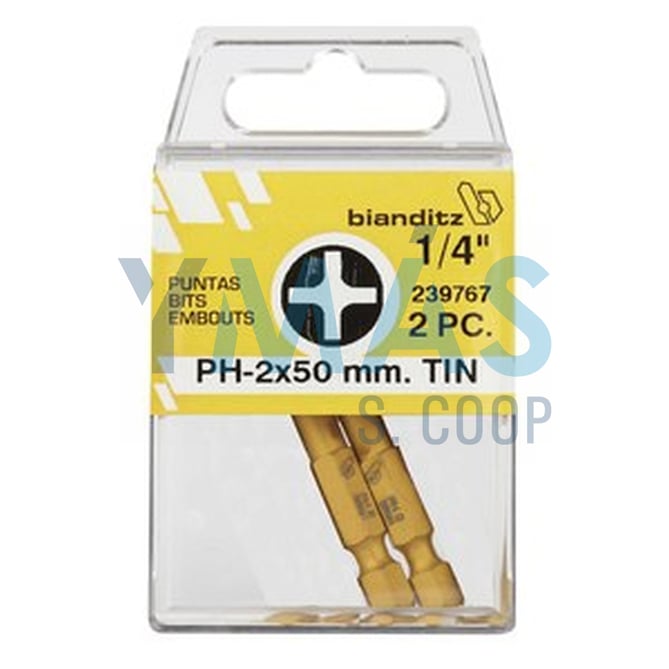 PUNTA ATORNILLAR PH 1X50 1/4" 2UDS TIN