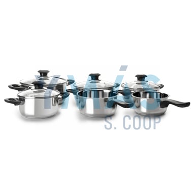 BATERIA COCINA INOX 6 PZAS+4 TAPAS CRISTAL OPTIMA