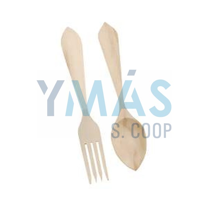 LOTE CUCHARA+TENEDOR MADERA 22CMS.