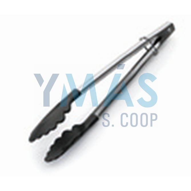PINZA SILICONA NEGRA 24CM INOX.