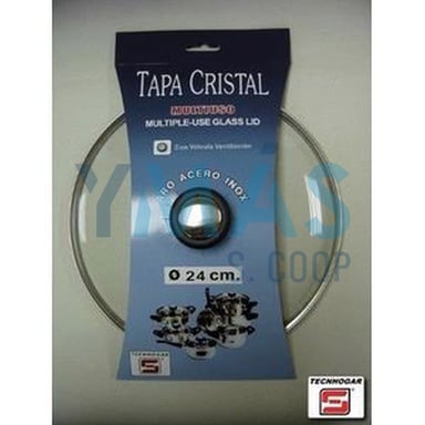 TAPA CRISTAL INOX CON VALVULA 16CM