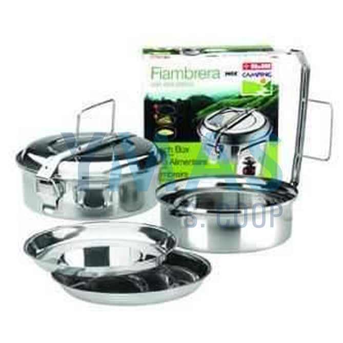 FIAMBRERA CON 2 PLATOS INOX 16 CMS.