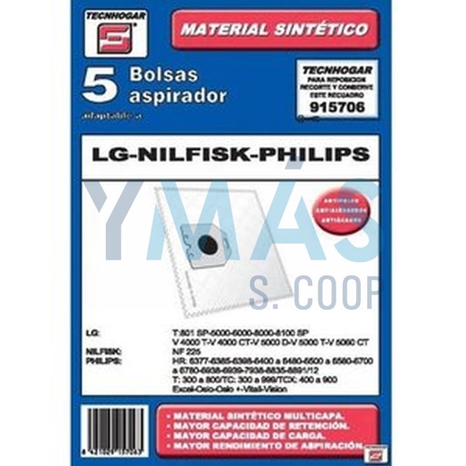 BOLSA ASPIRADOR SINTETICA PHILIPS-LG-NILFISK