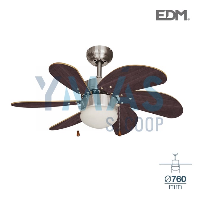 VENTILADOR TECHO 50W 76CM CROMO/WENGUE C/LUZ